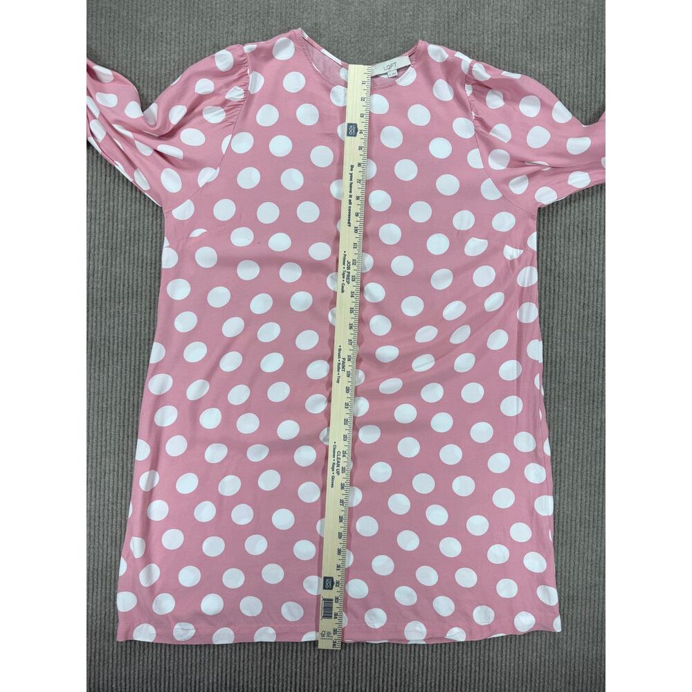 LOFT Pink Polka Dot Long Sleeve Viscose Swing Dress XL - Picture 8 of 9